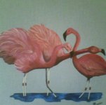 les flamandes roses dim 50x50 toile lin ecru prix 80�